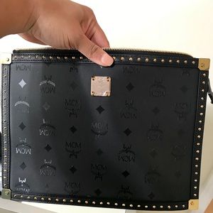 MCM Gold Studded Clutch